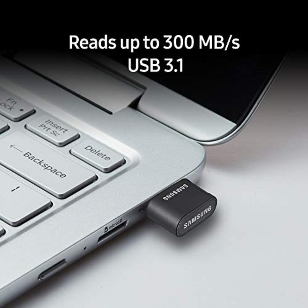 SAMSUNG FIT Plus 3.1 USB Flash Drive 128GB - 400MB/s High-Speed Transfer, Compact Design for Laptop, Tablet, Smart TV, Car Audio & Gaming - Expand Storage for Work, Entertainment & Travel (MUF-128AB/AM, Gunmetal Gray)