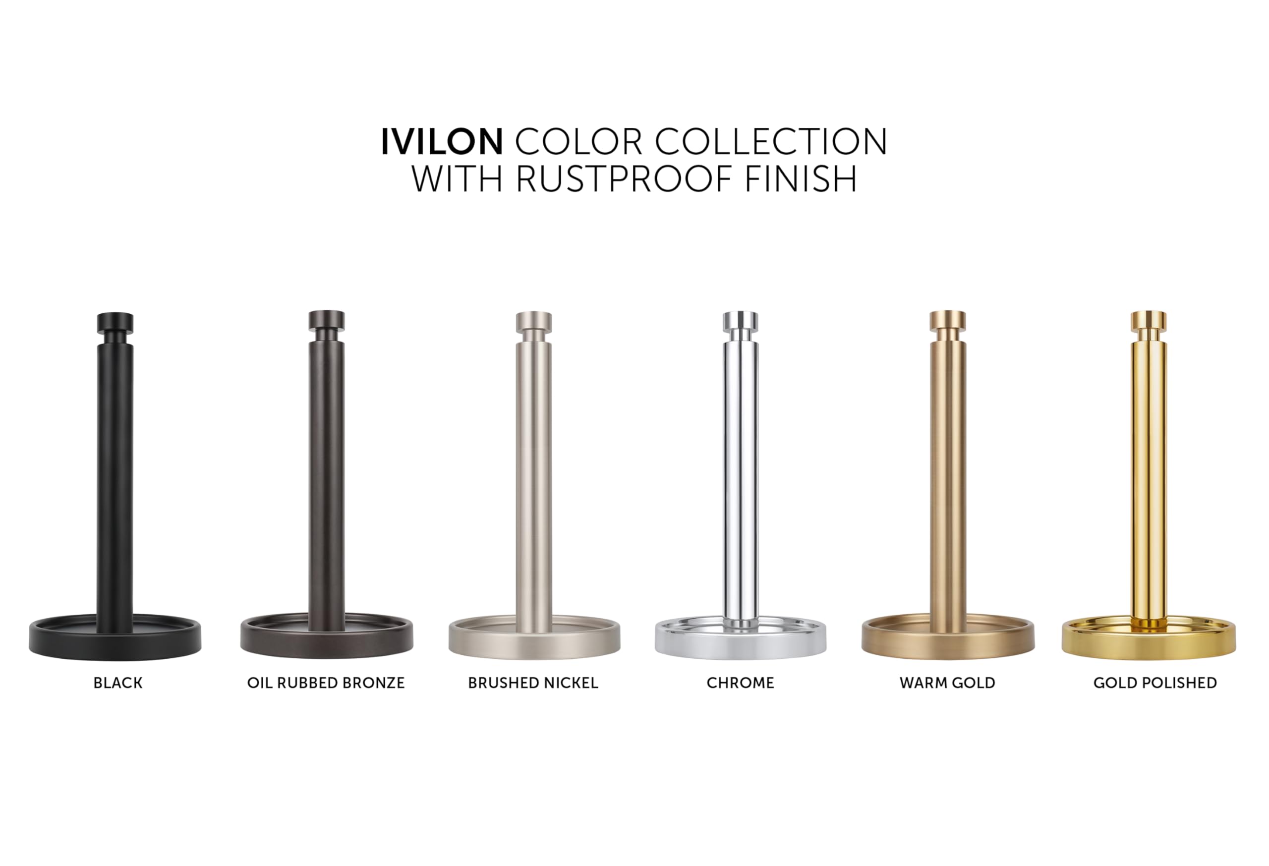 Ivilon Paper Towel Holder Stand - Sturdy & Tear-Resistant Design - Universal Fit for All Paper Towel Rolls - Elegant Gold Finish - Perfect for Kitchen, Bathroom & Office Organization
