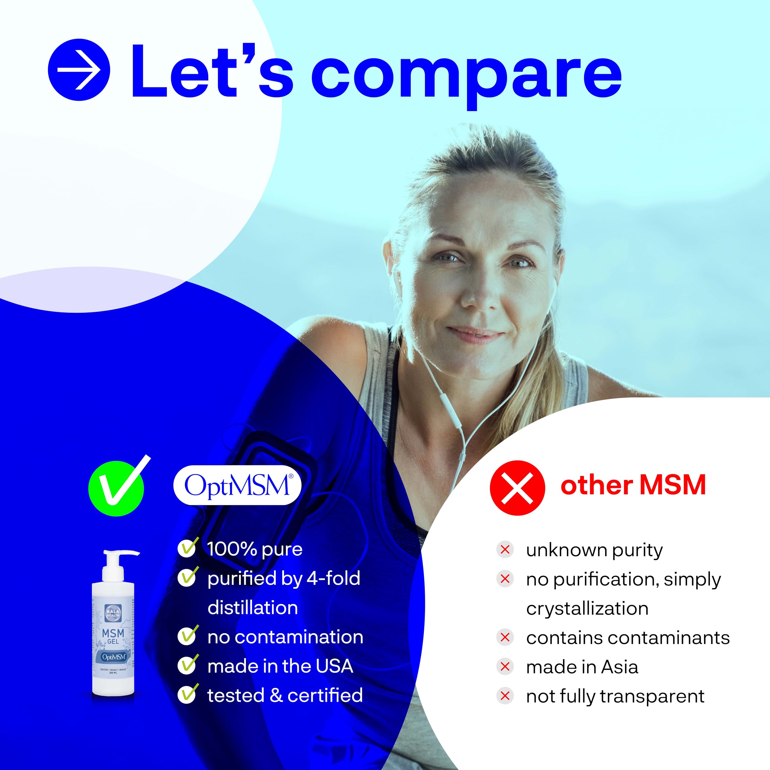 Kala MSM Skin & Facial Gel Lotion - 200ml Pure OptiMSM Gel for Skin Care & Topical Use | Hydrates, Soothes & Repairs Dry Skin - Perfect for Daily Facial Moisturizer & Body Lotion