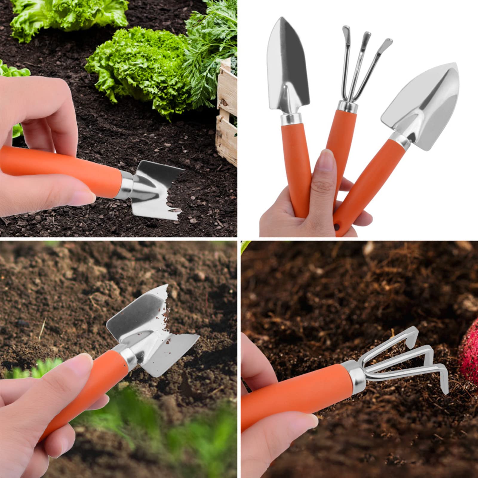 Mokylor 3-Piece Stainless Steel Garden Tool Set for Women - Mini Hand Shovel, Trowel, Cultivator for Succulents, Indoor Plants & Small Gardening Projects | Perfect for Home, Office & Gift Giving