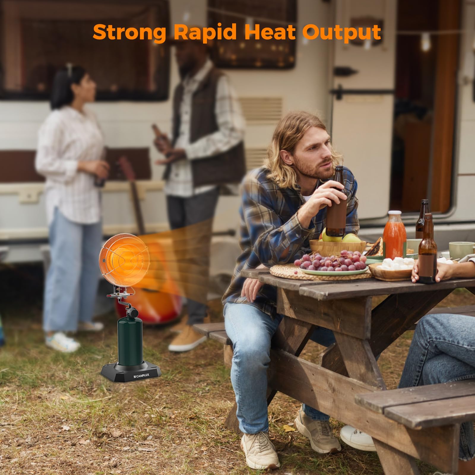 CAMPLUX 15,000 BTU Portable Propane Heater - Outdoor Infrared Heater for Camping, Garage, Ice Fishing, Patio & Backyard - Instant Warmth for Cold Weather Activities