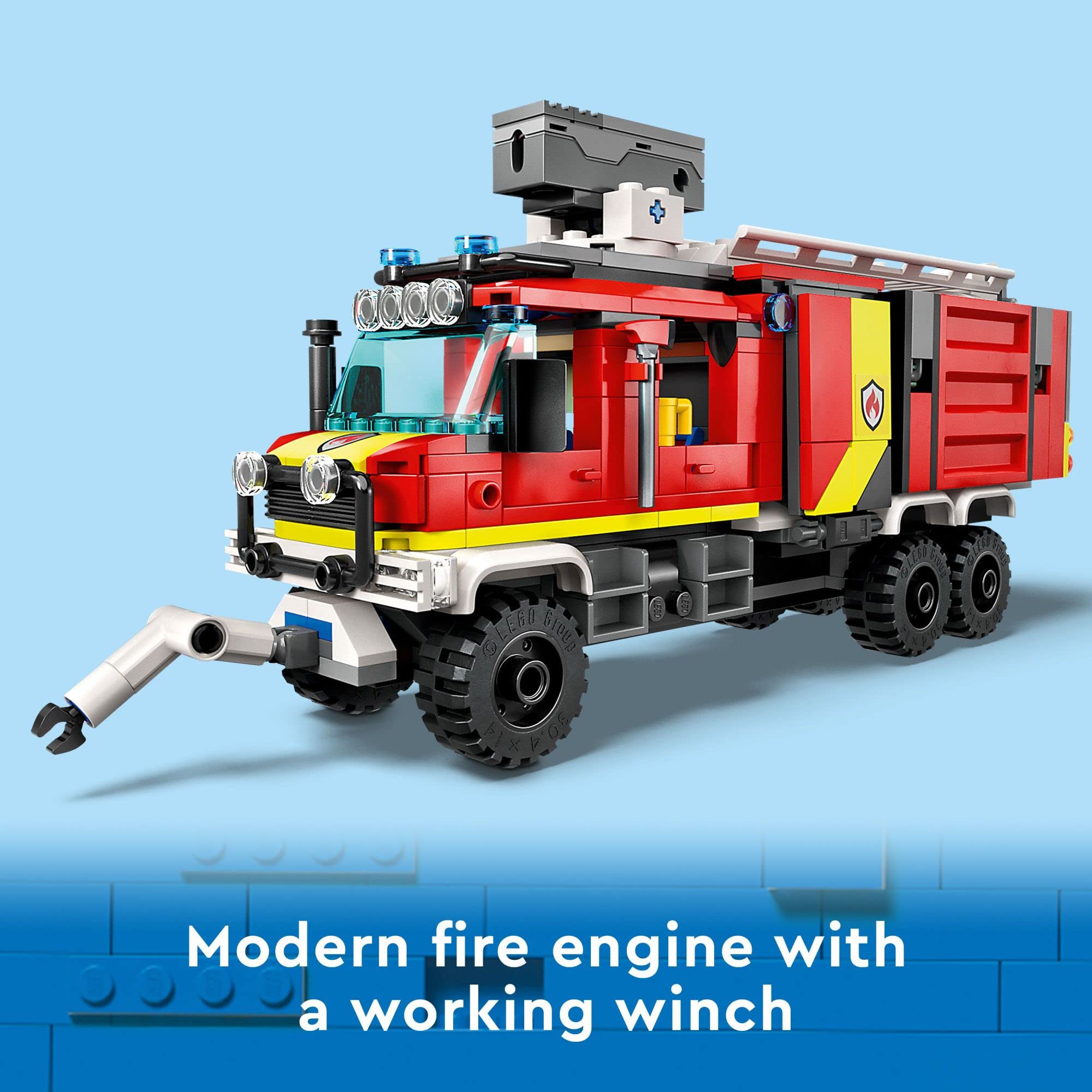 LEGO City Fire Command Truck Building Set with Land & Air Drones - 60374 Fire Truck Toy for Kids Ages 7+ | Pretend Play with 3 Minifigures | Perfect Birthday Gift for Boys & Girls | STEM Learning & Emergency Rescue Role Play