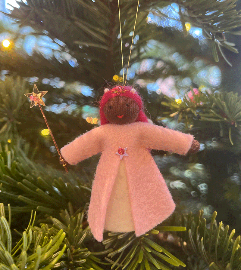 2023 Black Pink Wishing Fairy Waldorf Felt Fairy Doll - Handmade Wool Felt Toy for Waldorf Education, Imaginative Play & Home Decor | Perfect Gift for Kids, Christmas & Birthday Presents