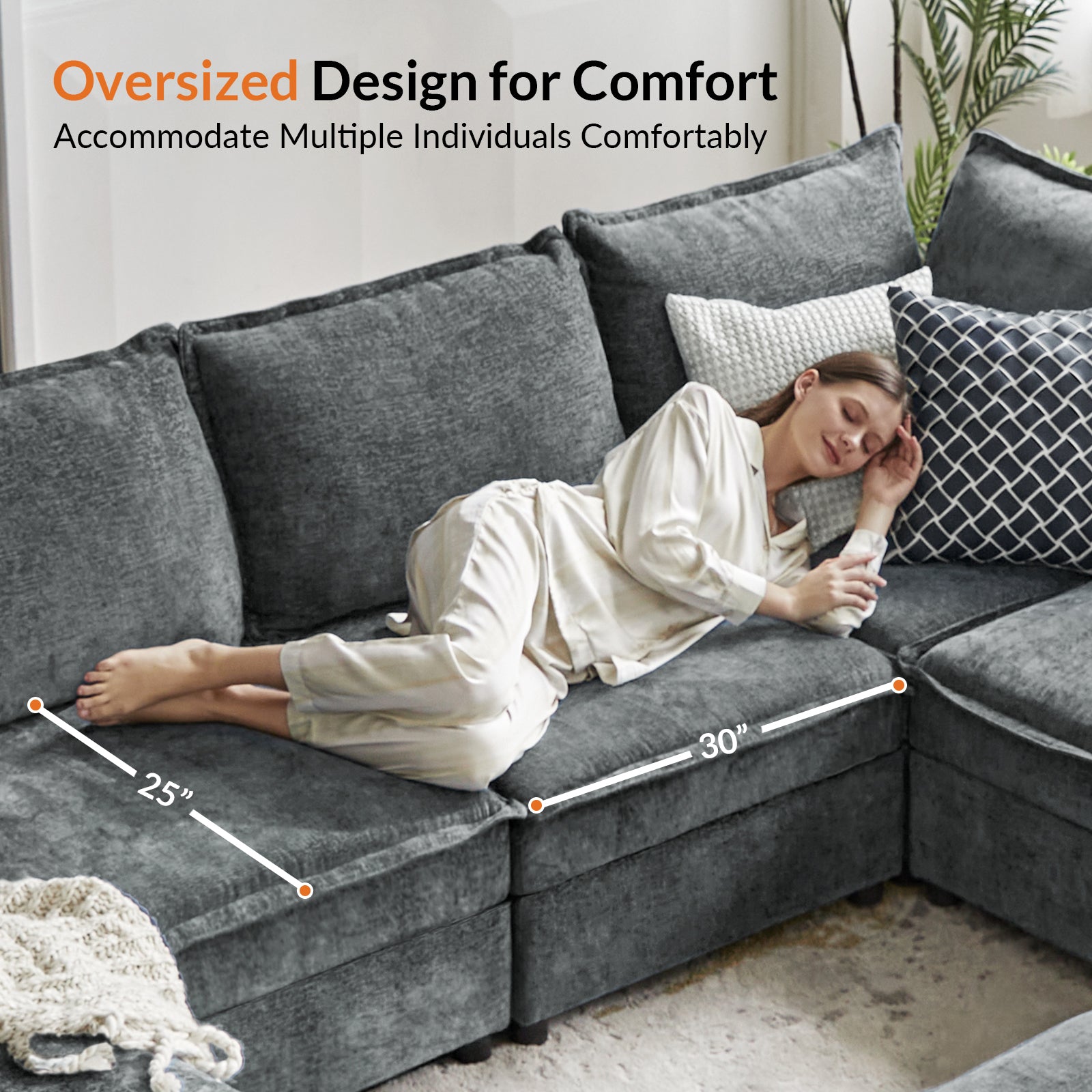 Harmetrix 8-Seater Soft Sectional Sofa with Storage | Modern L-Shaped Couch for Living Room | Comfortable & Spacious for Family Gatherings & Movie Nights