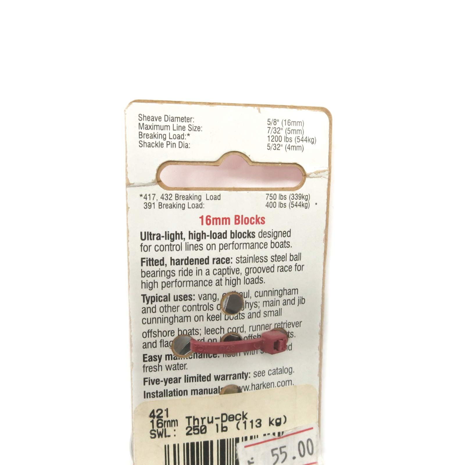 HARKEN 16mm Classic Thru Deck Blocks - Heavy Duty Marine Air Blocks for Sailboat Rigging | Perfect for Sail Control, Halyards & Running Backstays on Yachts and Boats