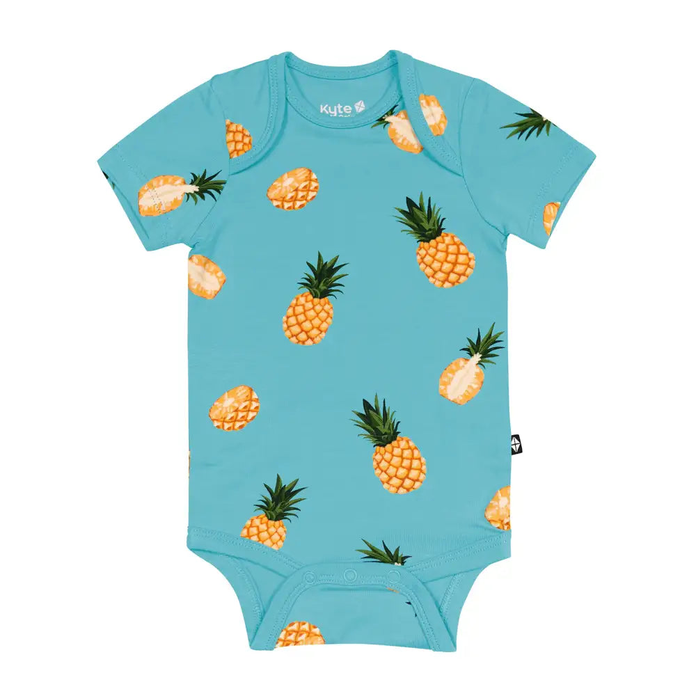 Kyte Baby Organic Cotton Short Sleeve Bodysuit - Soft Pineapple Print Onesie for Infants & Toddlers | Perfect for Playtime, Daycare & Summer Outfits