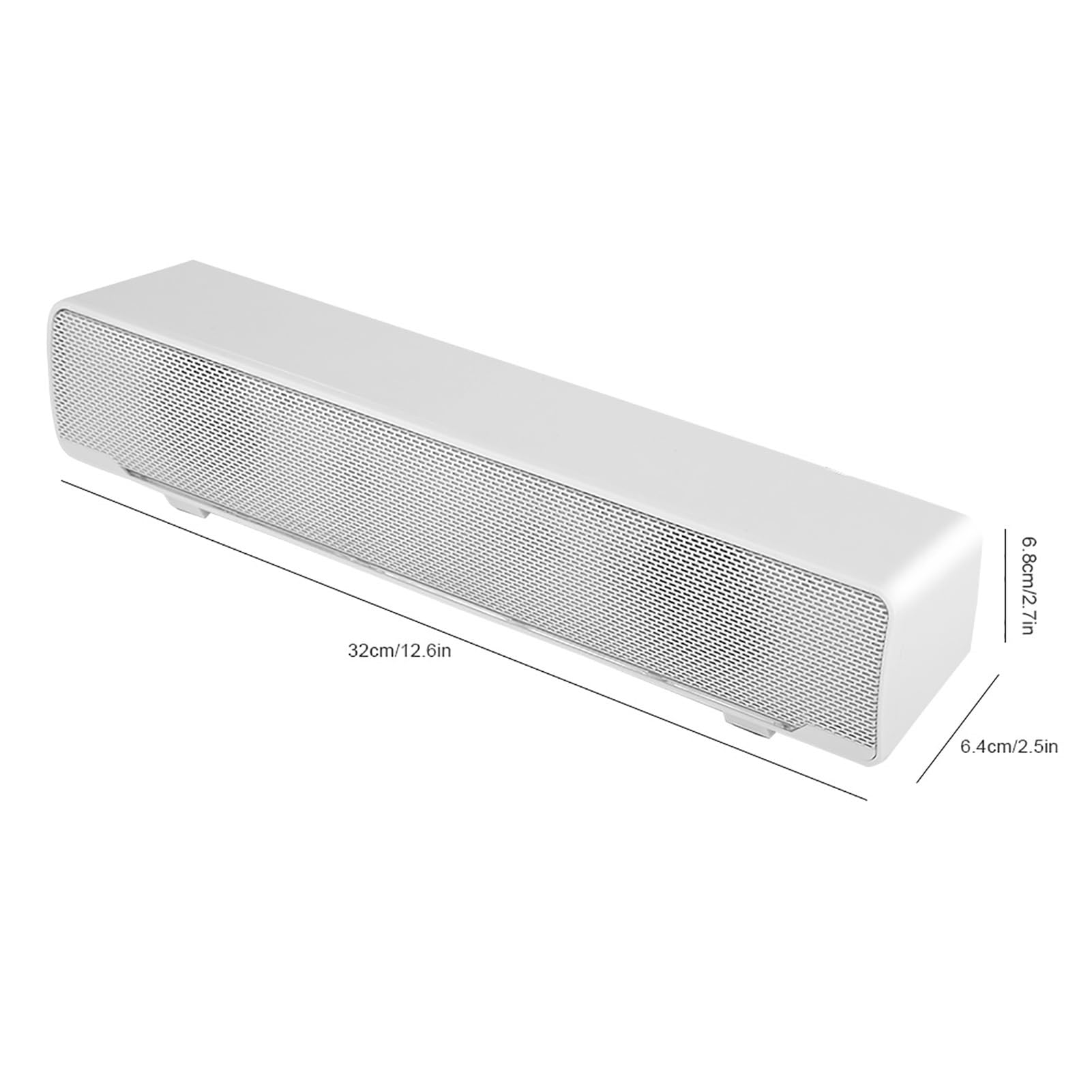 USB Powered Computer Soundbar with Dual Stereo Speakers, Wired Laptop Speaker Bar with 3.5mm Audio Plug & LED Lighting, Perfect for Gaming PC, Desktop Monitor, Laptop, Tablets - Ideal for Home Office, Streaming & Multimedia (White)