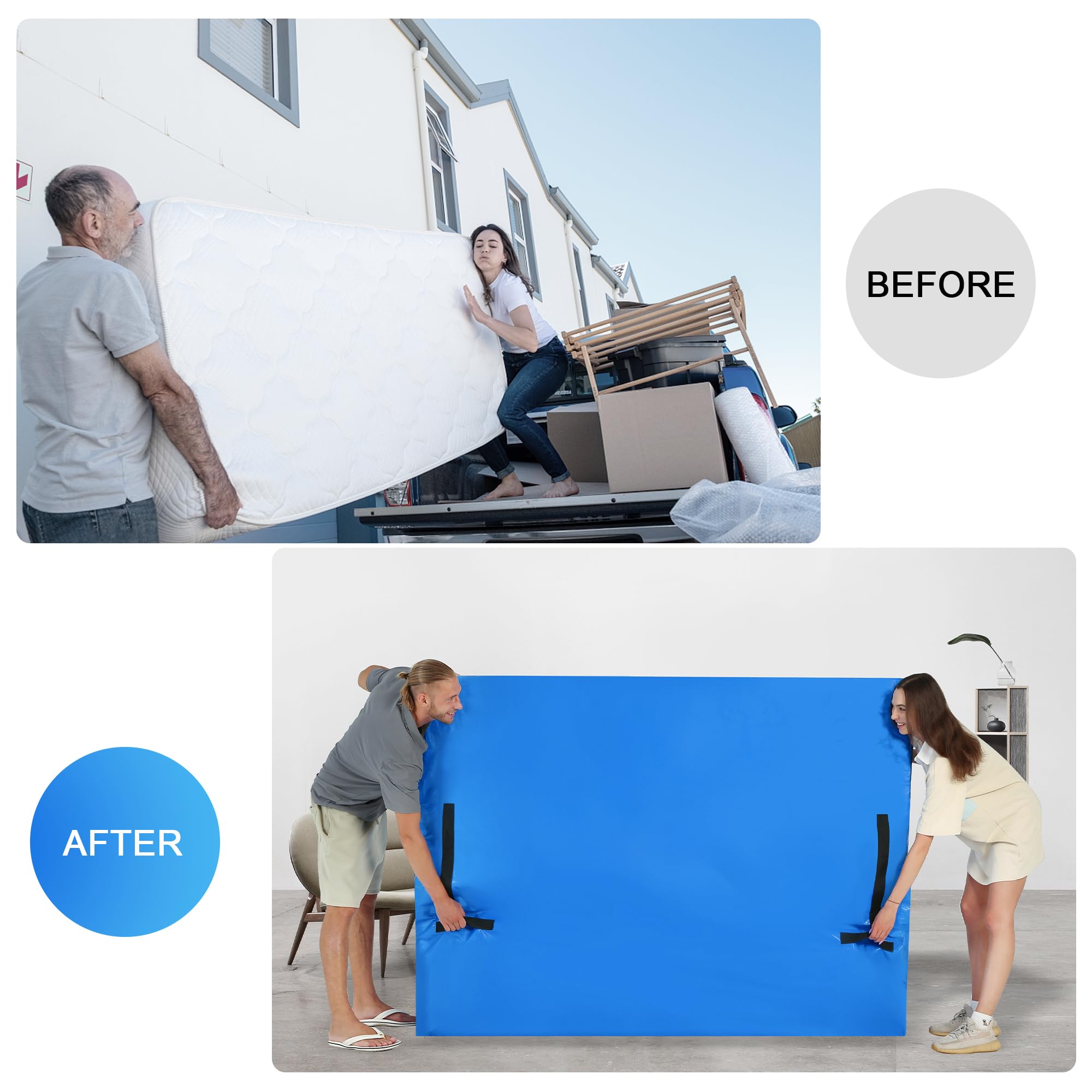 Full Size Mattress Covers 2 Pack - Heavy Duty Reusable Mattress Moving Bags with Zipper & Handles for Easy Transport | Perfect for Moving, Storage & Home Organization