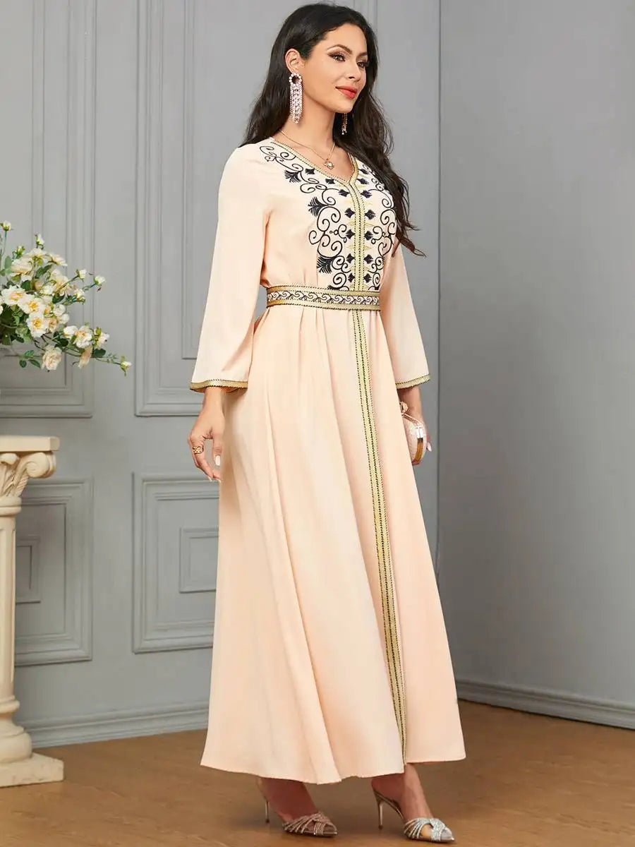 Elegant Embroidered Eid Dubai Caftan Dress for Women - Perfect for Special Occasions, Weddings & Festivals