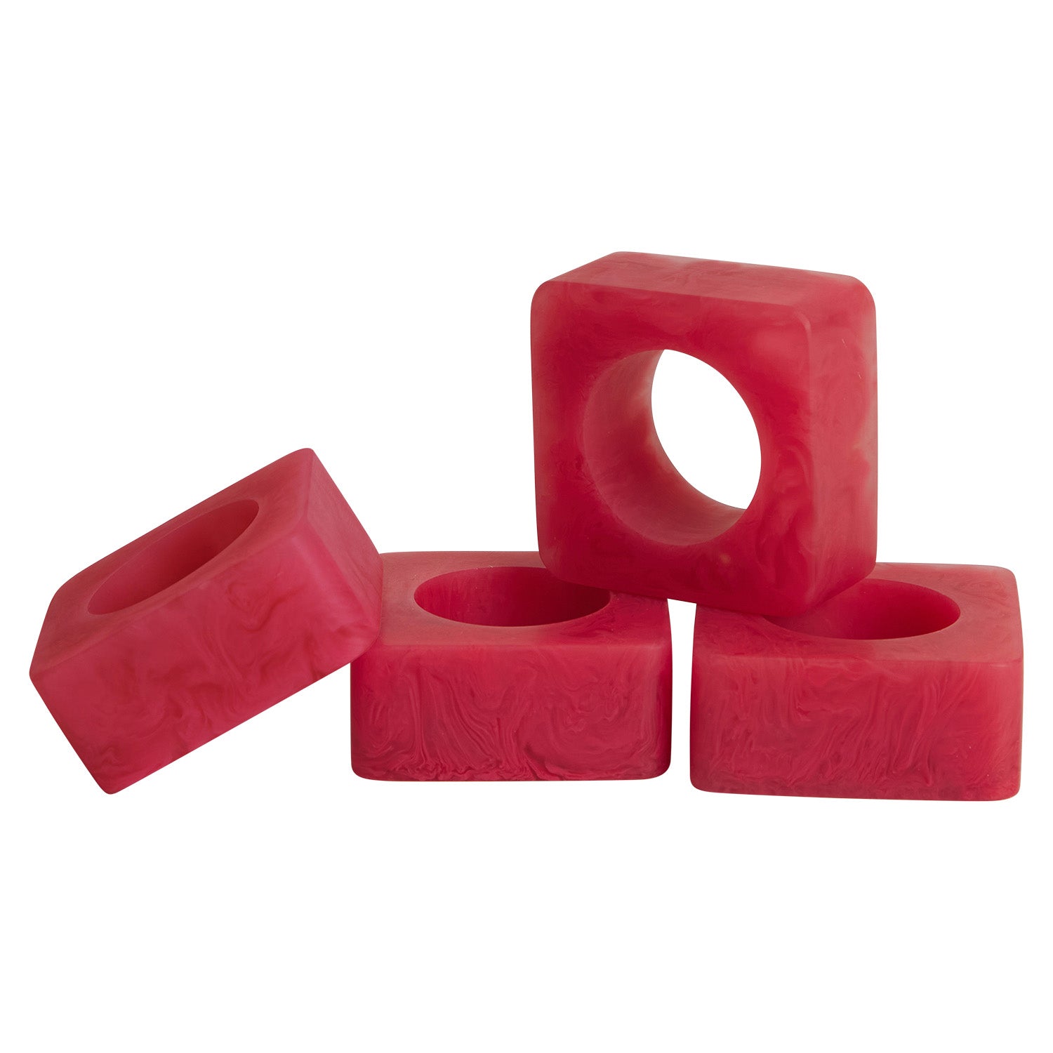 Elegant Jara Napkin Rings - Set of 6 Raspberry Red Napkin Holders for Wedding, Dinner Party & Holiday Table Decor