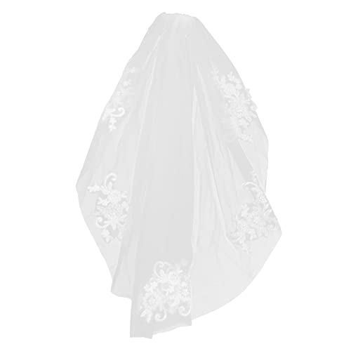 Elegant White Bridal Wedding Veil - 90CM Flower Tulle Veil with Head Wrap for Bride, Party & Masquerade Costume | Perfect for Wedding Ceremony, Photoshoot & Special Occasions