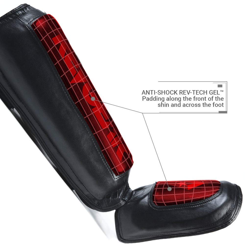 Revgear Defender Gel Heavy Hitter Shin Guards - Premium Gel Padding for Ultimate Comfort & Protection | Pre-Curved Design with Extra Cushion | Perfect Fit for MMA, Kickboxing & Martial Arts Training (X-Large)