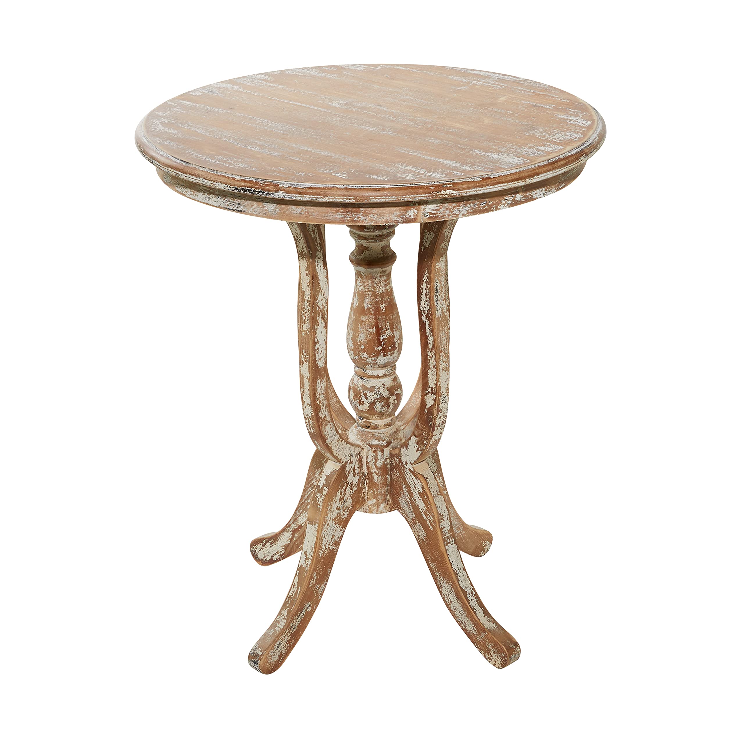 Distressed Brown Wood Side End Table - 24