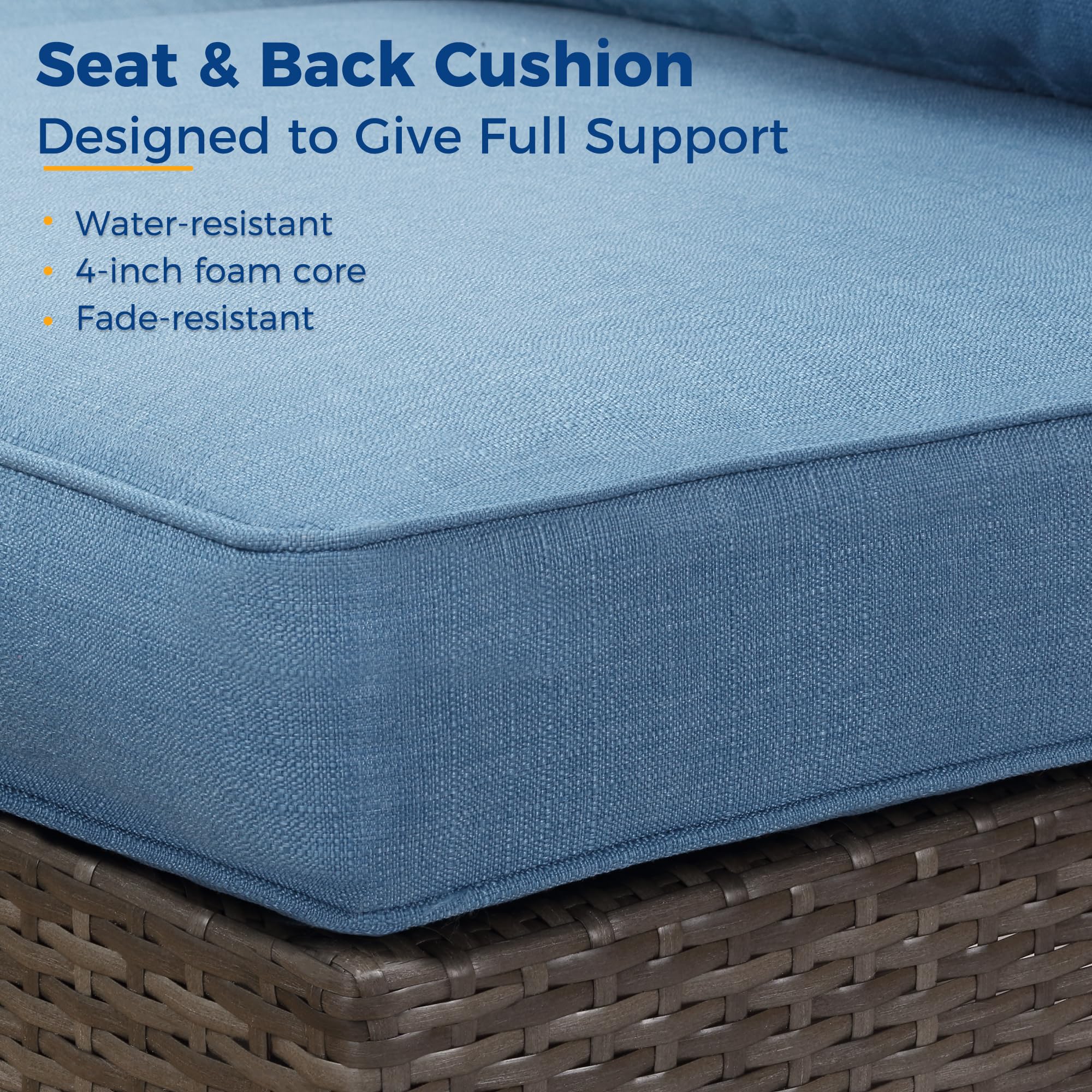 2-Piece Patio Armless Sofa Set with Cushions - Outdoor Wicker Sectional Furniture for Garden, Backyard & Porch - Blue Wisteria Lane Loveseat - Perfect for Relaxing, Entertaining & Outdoor Lounging