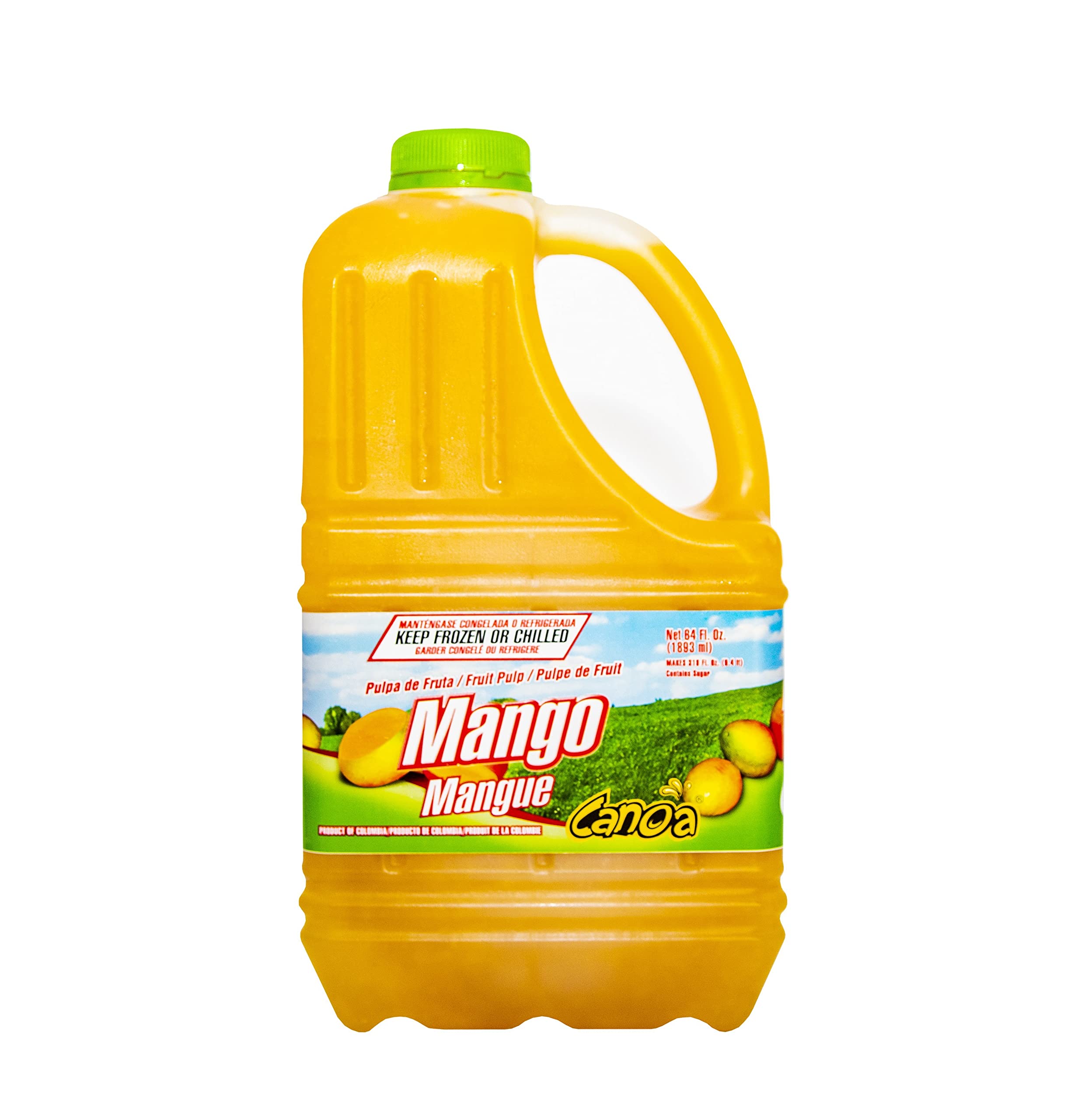 Organic Canoa Fruit Pulp - 100% Real Fruit Puree - 64 Fl Oz (1.89L) - Perfect for Juices, Smoothies, Cocktails, Desserts & Baking - Mango Flavor - Non-GMO, No Preservatives - Ideal for Home Bars, Cafes & Healthy Snacking