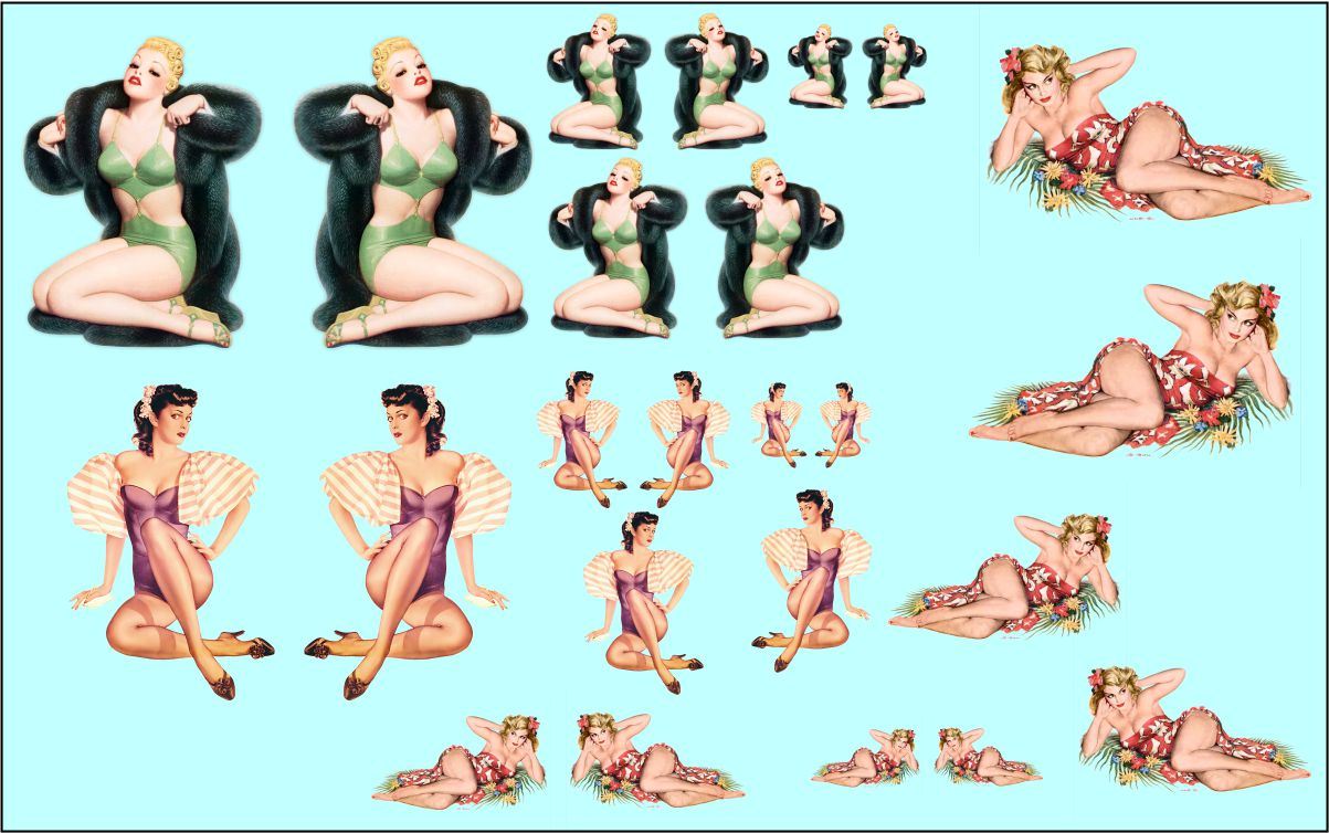 Pin Up Girls #14 Logo Water Slide Decals for Model Cars, Motorcycles & DIY Crafts - Vintage Style Custom Decal Stickers for Automotive, RC Vehicles & Hobby Projects