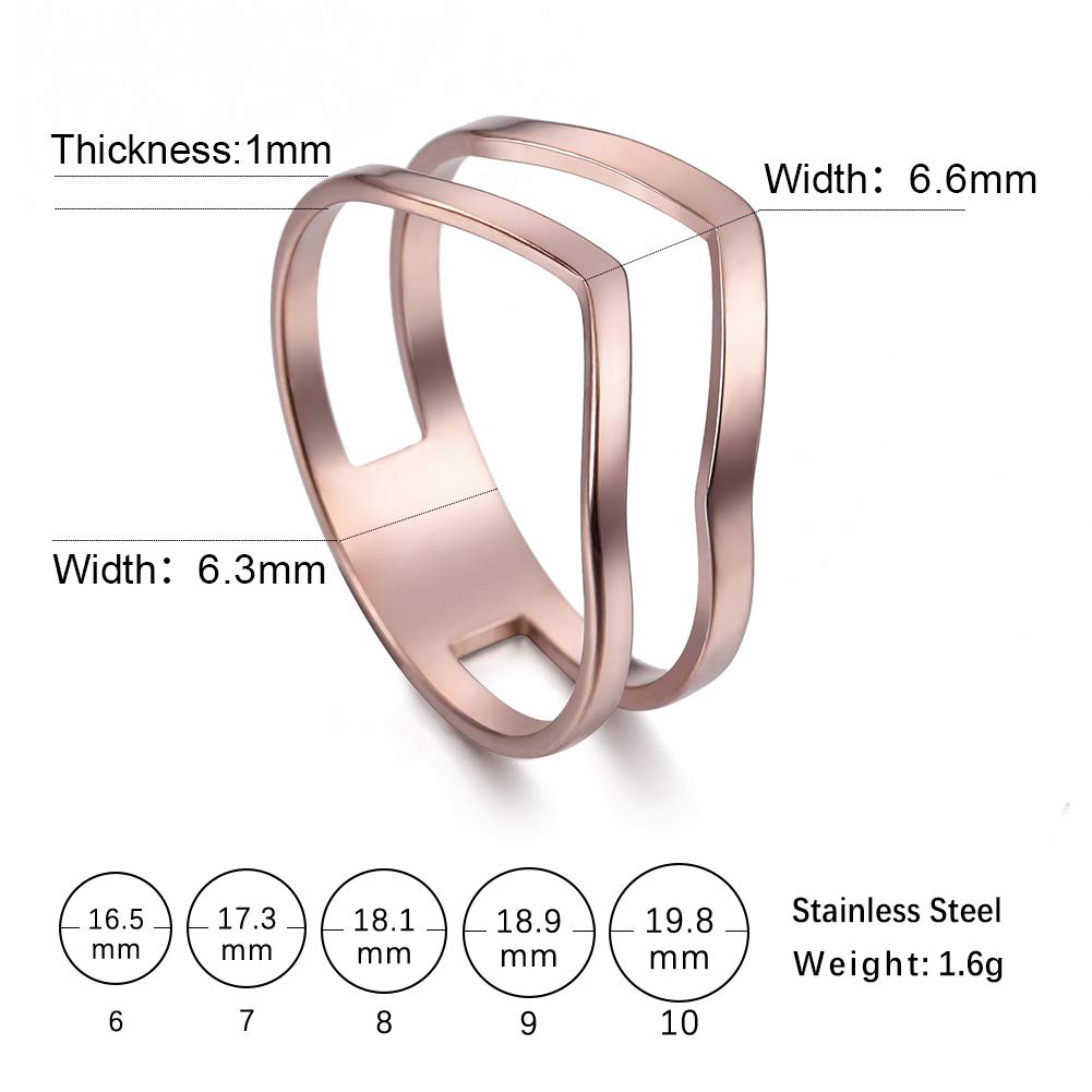 TEAMER Simple Geometric Wave Ring - Stainless Steel Stackable Rings for Women - Elegant Party Jewelry for Everyday Wear & Special Occasions