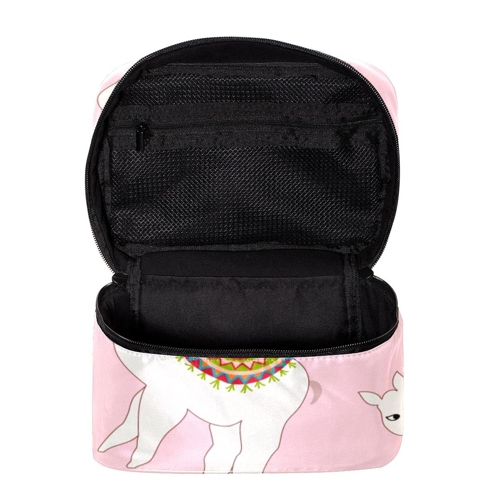 Cute Llama Pink Makeup Bag for Women - Travel Cosmetic Organizer