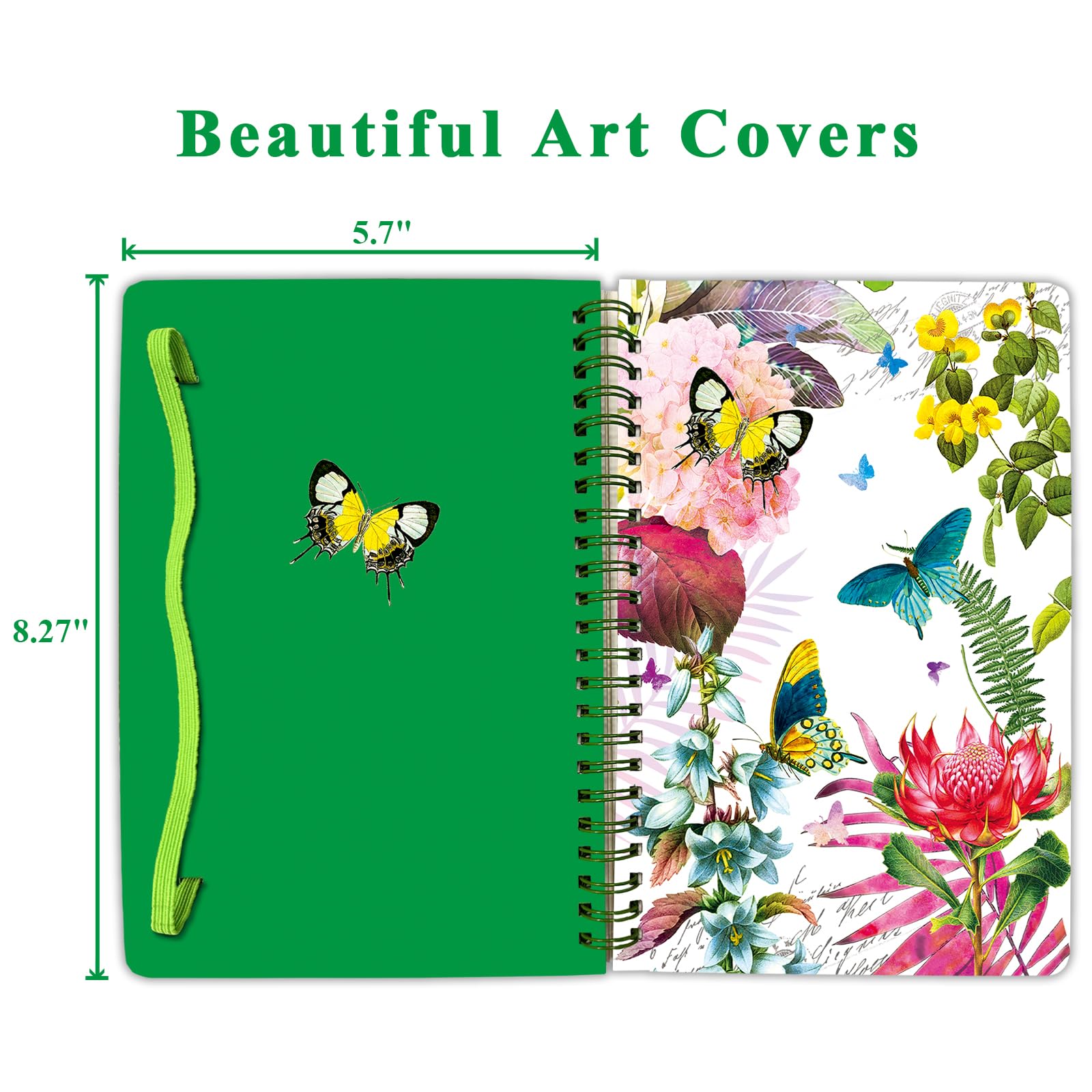 Butterfly Themed A5 Lined Spiral Notebook for Women & Girls - 160 Pages Hardcover Writing Journal (5.7'' x 8.25'') - Perfect for School, Diary Keeping, Creative Writing & Gift Giving
