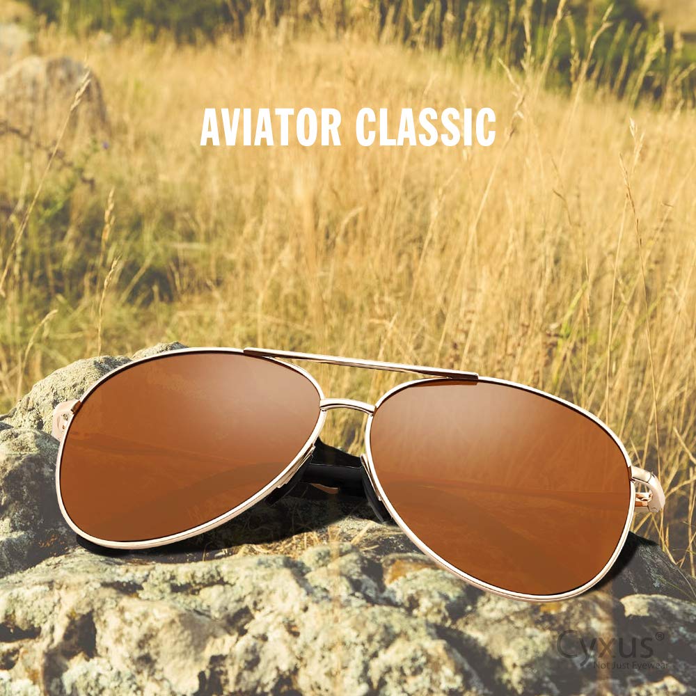 Cyxus Polarized Aviator Sunglasses for Men - UV400 Protection, Military Style Pilot Sunglasses for Driving, Hiking & Outdoor Activities - Trendy & Durable (Model 1489)