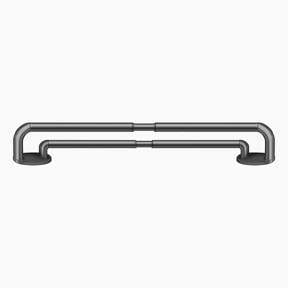 Jaylon Adjustable Double Curtain Rod with Rings - Extendable Drapery Rod for Windows, Perfect for Layering Sheer & Blackout Curtains in Living Room or Bedroom
