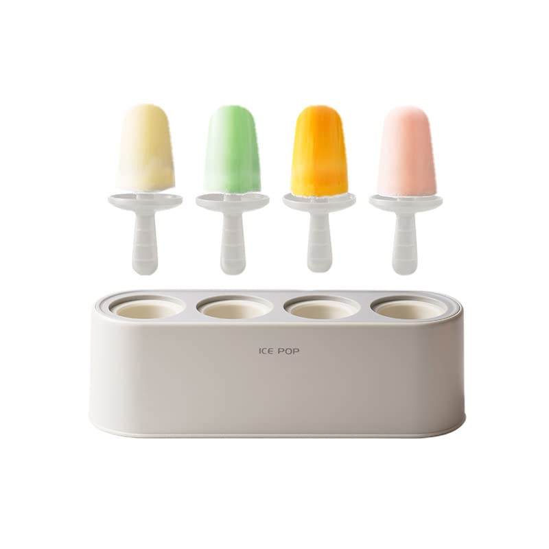 **4-Pack Reusable Silicone Popsicle Molds - Easy Release DIY Ice Cream & Homemade Ice Pop Maker for Kids & Adults - Perfect for Summer Treats, Parties & Healthy Snacks (White)**
