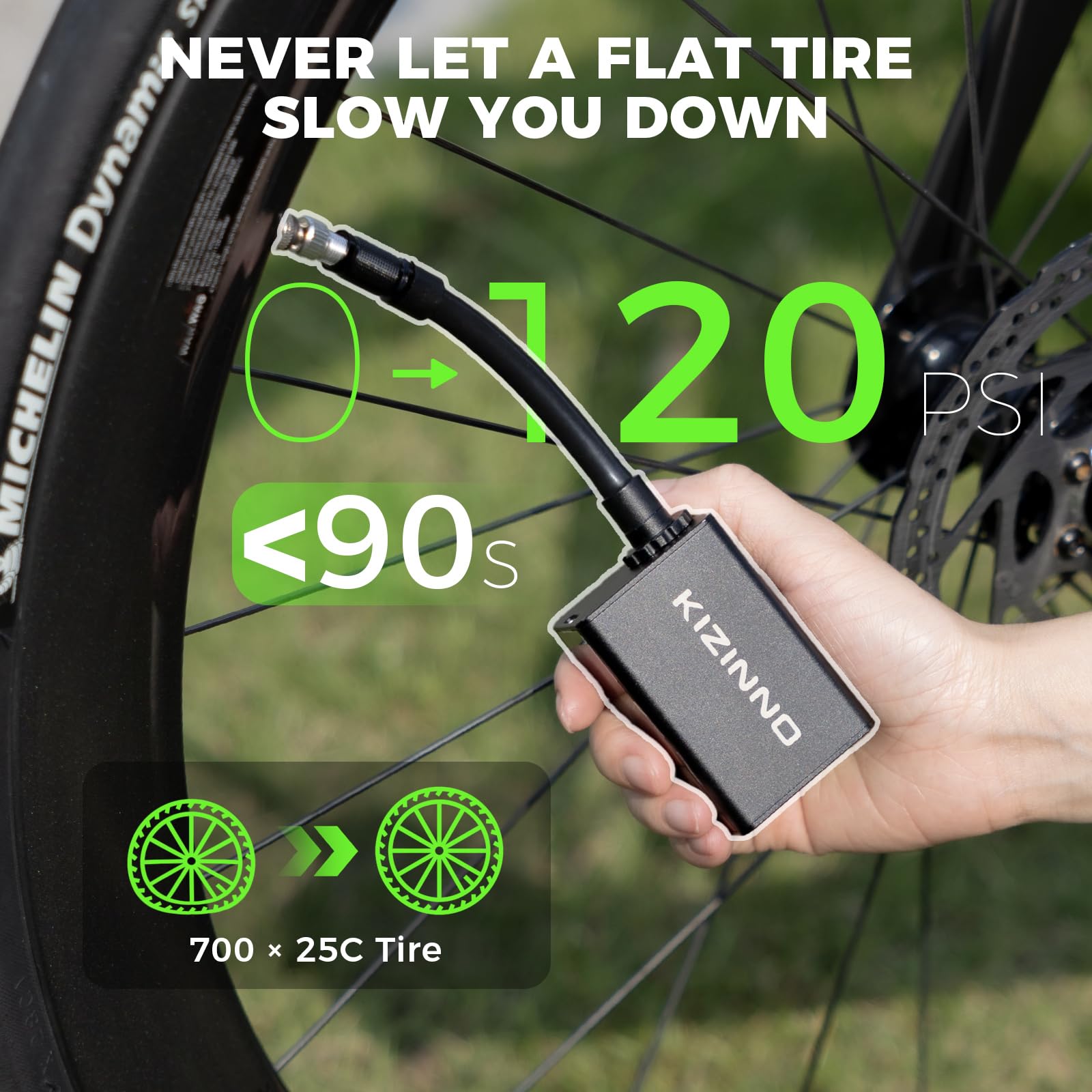 Portable Mini Bike Pump - 120 PSI Electric Bicycle Tire Inflator for Schrader & Presta Valves | Compact Air Pump for Road Bikes, Mountain Bikes, E-Bikes, Motorcycles & Sports Balls | Perfect for On-the-Go Cycling, Commuting & Emergency Tire Inflation