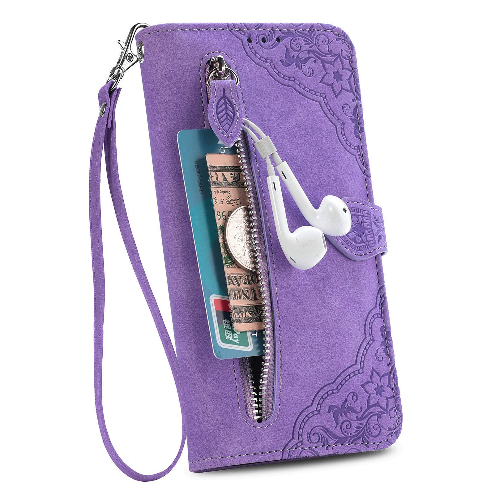 Nokia C32 Wallet Case with Magnetic Closure & Stand - Purple for Daily Use
