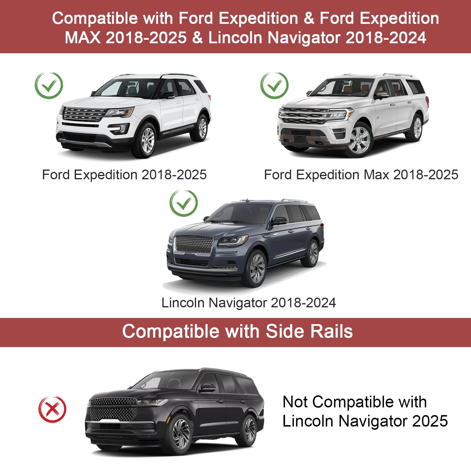Heavy Duty 220lbs Aluminum Roof Racks Cross Bars for Ford Expedition/Max 2018-2025 & Lincoln Navigator 2018-2024 - Cargo Carrier Luggage Rack for SUV Road Trips & Outdoor Adventures (Excludes 2025 Lincoln Navigator)