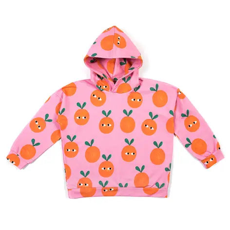 Organic Oranges on Pink Hoodie - Trendy Unisex Pullover for Casual Wear & Street Style