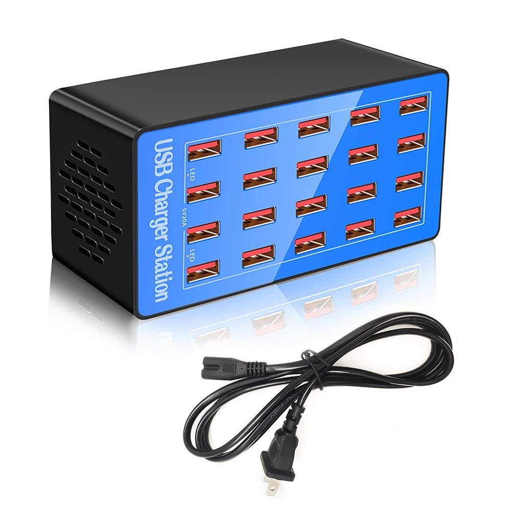 20-Port 100W USB Charging Station - MaxLax Multi-Port Fast Charger for iPhone, Android, iPad, Tablets & Smartphones - Perfect for Home, Office & Travel Use