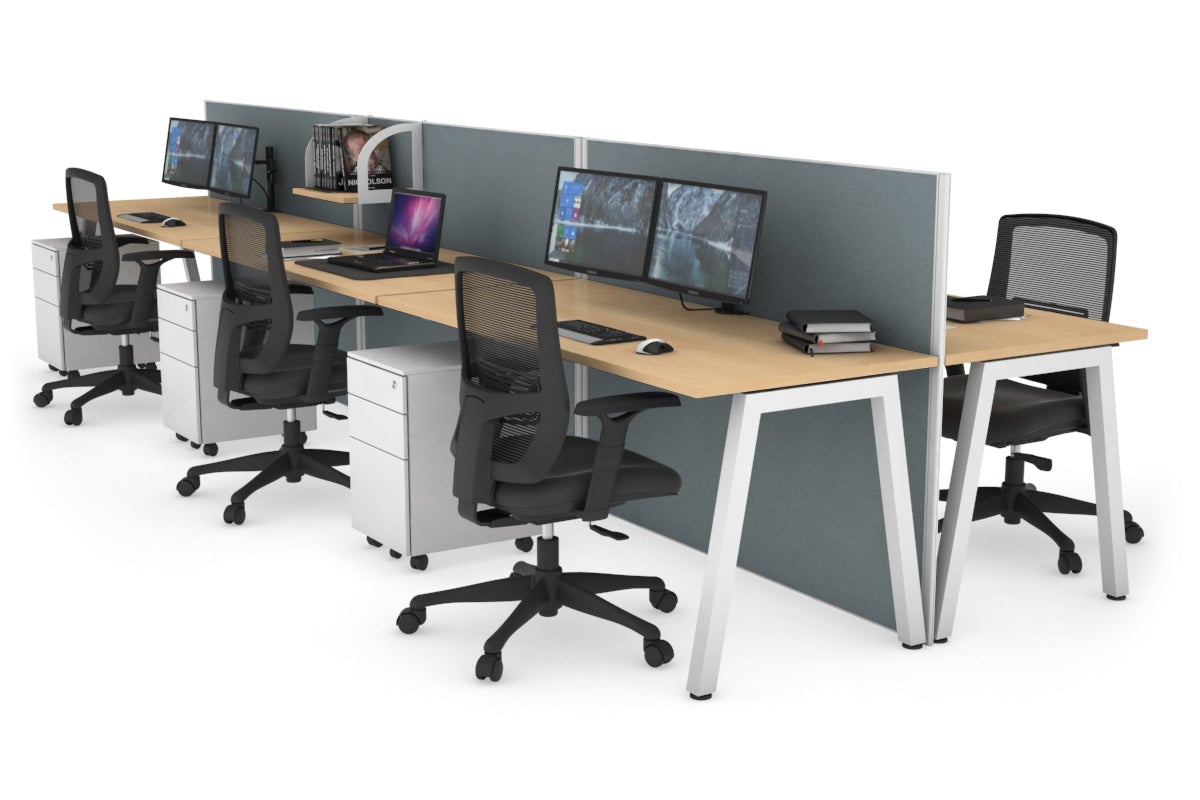 Horizon Quadro 6-Person Office Workstation Bench with A-Legs - 1400mm x 700mm (55