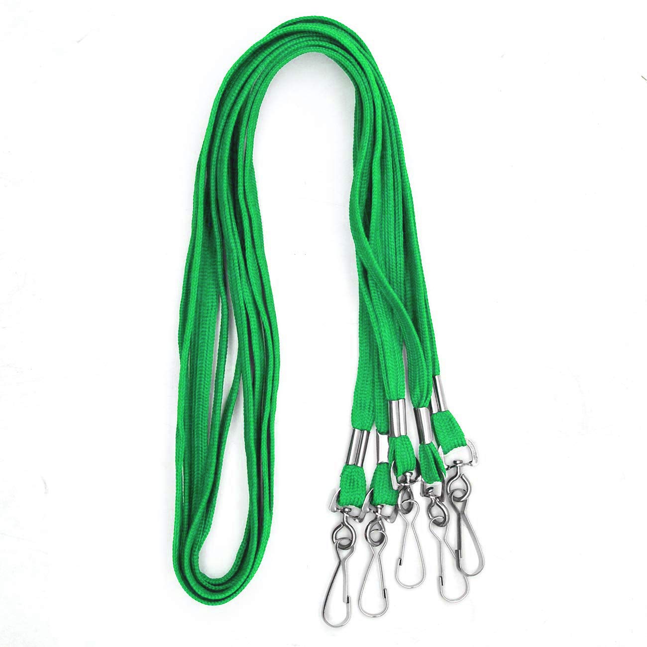 Beebel 100 Pack Green Lanyards with Swivel Hooks for ID Badges - Office & Event Use