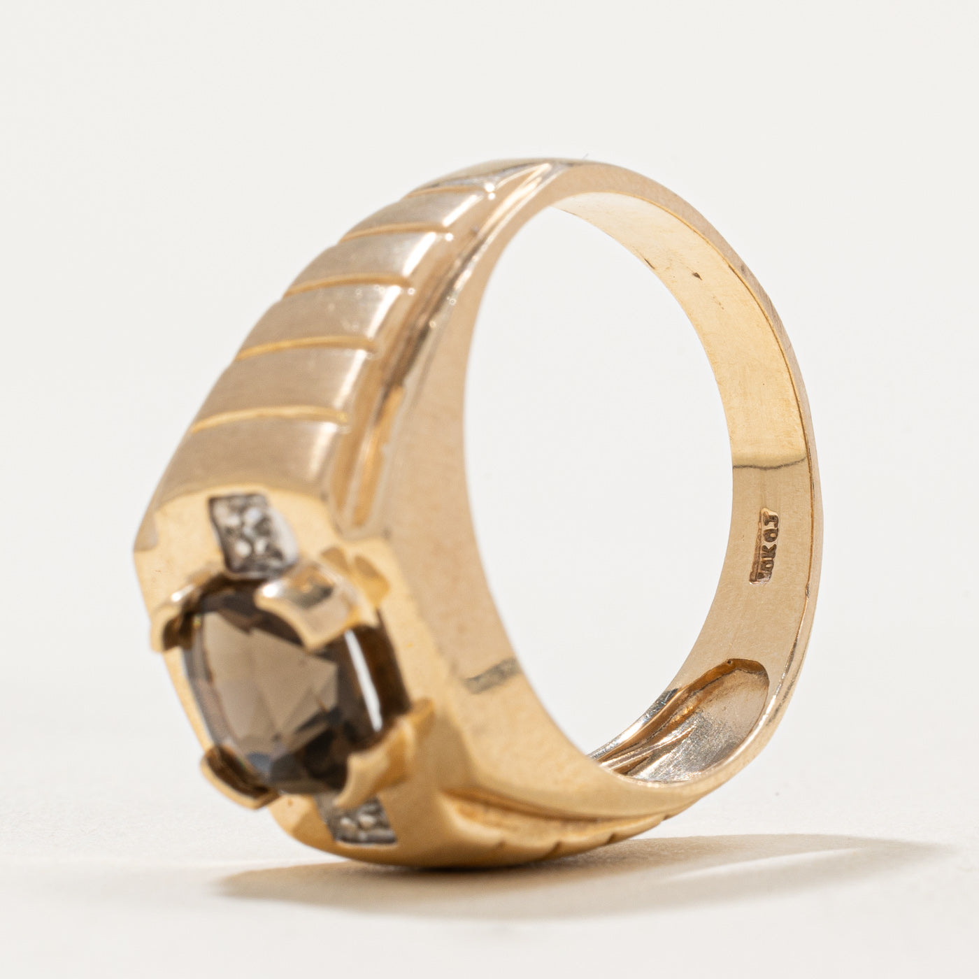 Elegant Smoky Quartz & Diamond Cocktail Ring - 1.50ct Smoky Quartz with 0.01ctw Diamonds - Size 10 - Perfect for Evening Parties, Date Nights & Special Occasions