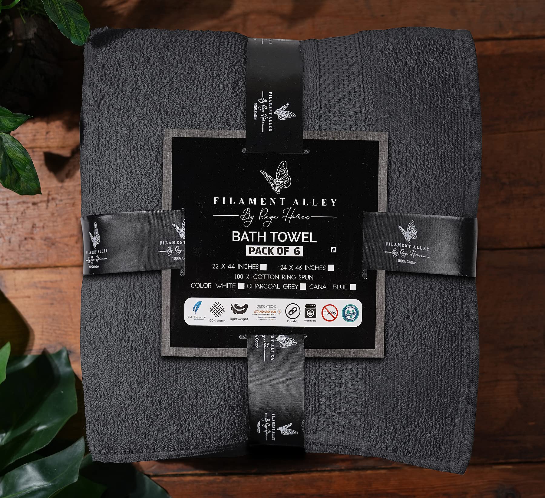 Premium 24x46 Inch Cotton Bath Towels Set of 6 - Super Absorbent & Quick Dry Terry Towels for Bathroom, Shower, Pool, Spa & Gym | Soft Hand Towels for Daily Use | Lightweight & Durable | Charcoal Grey | Perfect for Hotels, Guest Rooms & Beach Trips
