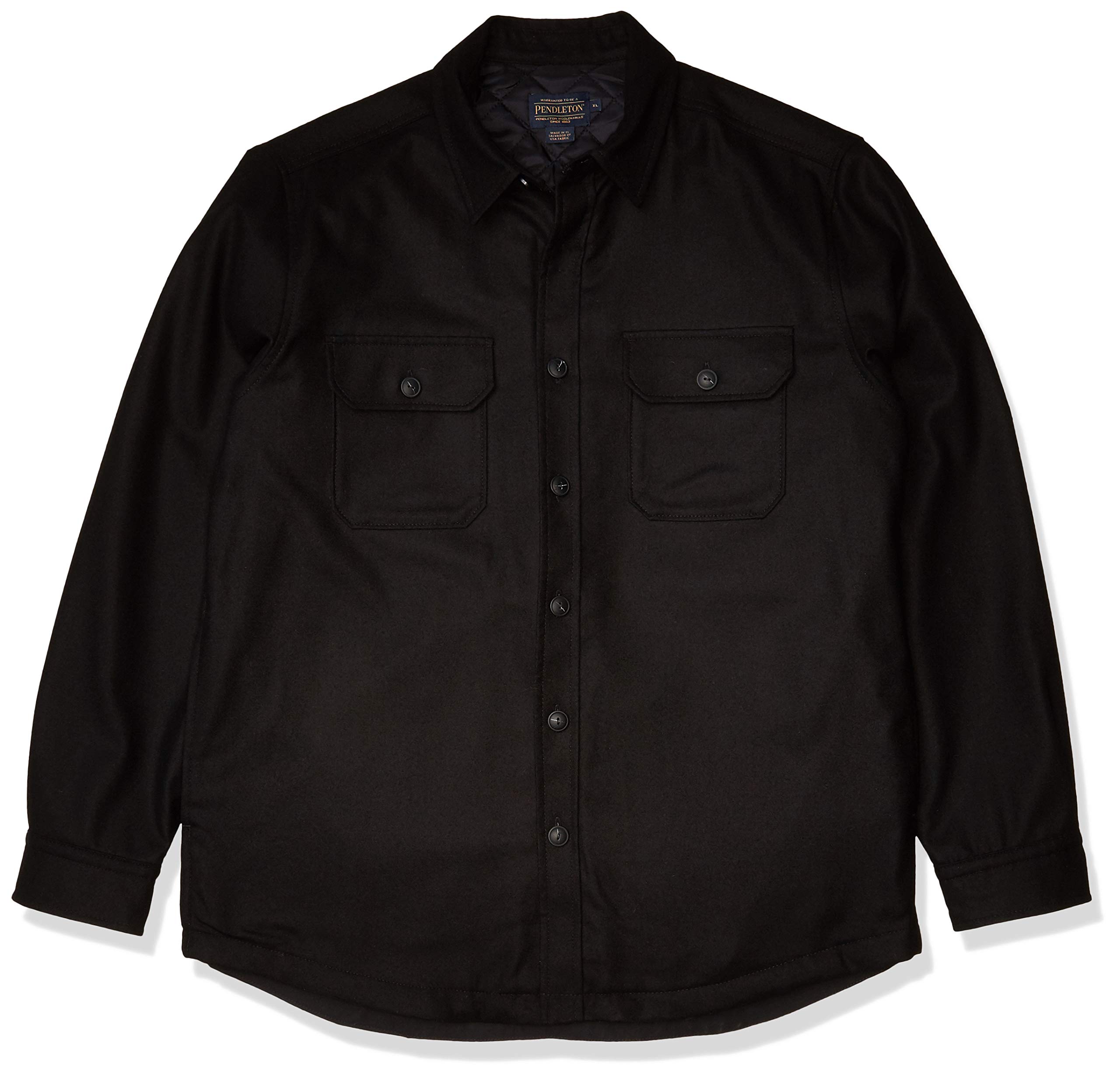 Pendleton Men's Quilted CPO Wool Shirt Jacket - Warm Winter Flannel Shacket for Outdoor Camping & Casual Wear