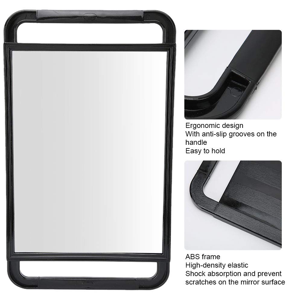 ViaGasaFamido Large Rectangle Makeup Mirror with Double Handle - Travel & Salon Shockproof Handheld Back Mirror for Home, Professional Hairdressing and Portable Beauty Use