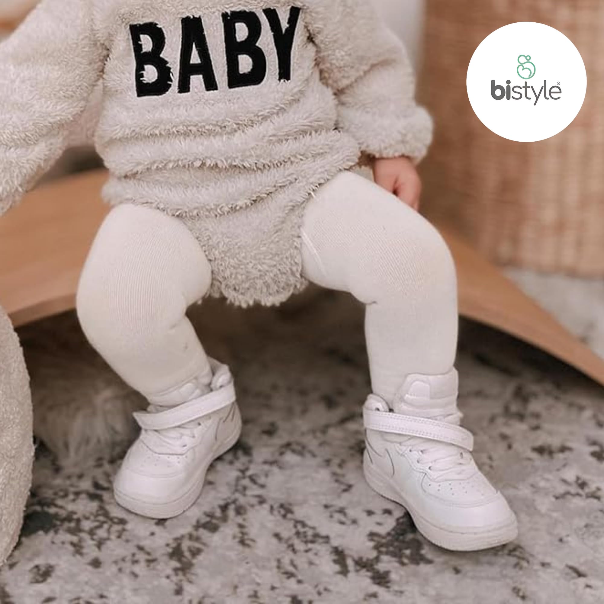 Bistyle Baby Girls Tights - Thick Soft Leggings | Warm Organic Cotton Stockings with Non-Slip Grip | Newborn Infant Toddler Winter Wear | Perfect for Playtime, Daycare & Family Outings