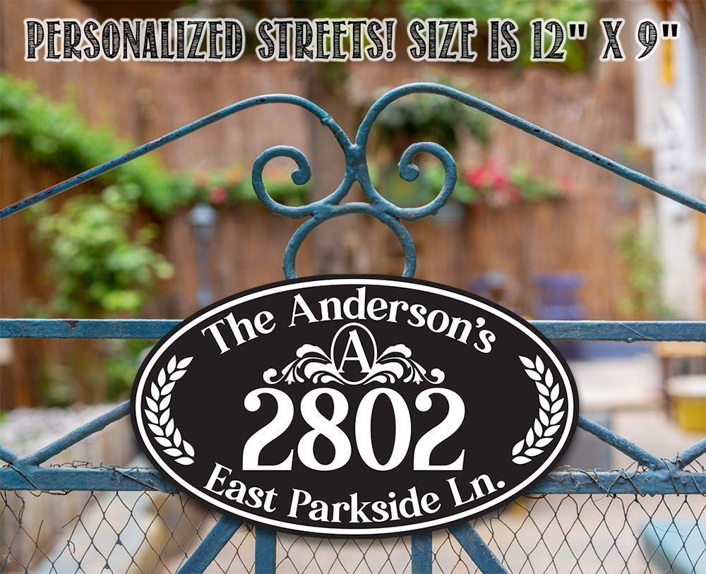 Custom Oval House Number Sign - Personalized Outdoor Address Plaque for Yard & Front Door - Durable Metal Home Signage - Perfect Housewarming Gift for New Homeowners (Ideal for Curb Appeal & Home Decoration)