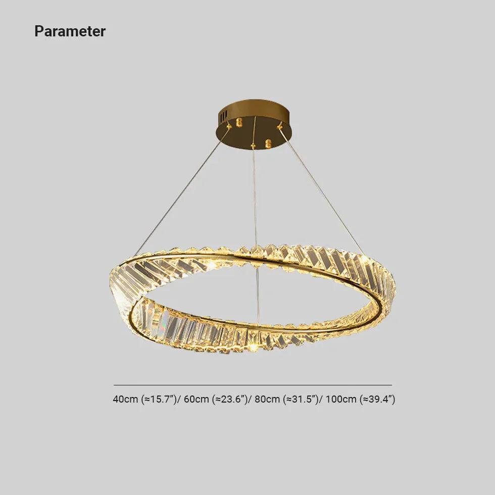Modern Crystal Pendant Light - Wavy Round Ring Chandelier for Dining Room, Bedroom, or Living Room Ceiling Lighting Decor