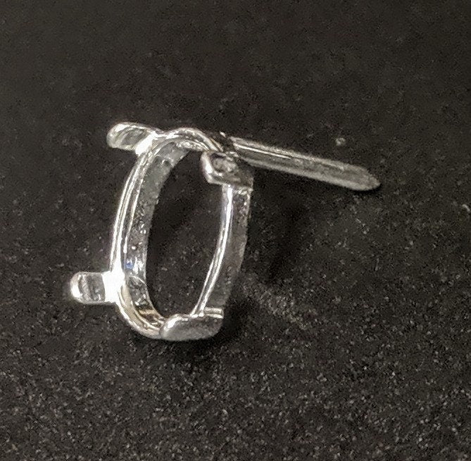 8x6mm to 16x12mm Oval Cabochon Sterling Silver or 14K Gold Tie Tack Pin - 4 Prong Gemstone Setting for DIY Jewelry Making & Custom Accessories (Perfect for Formal Events, Gifts & Men's Fashion)