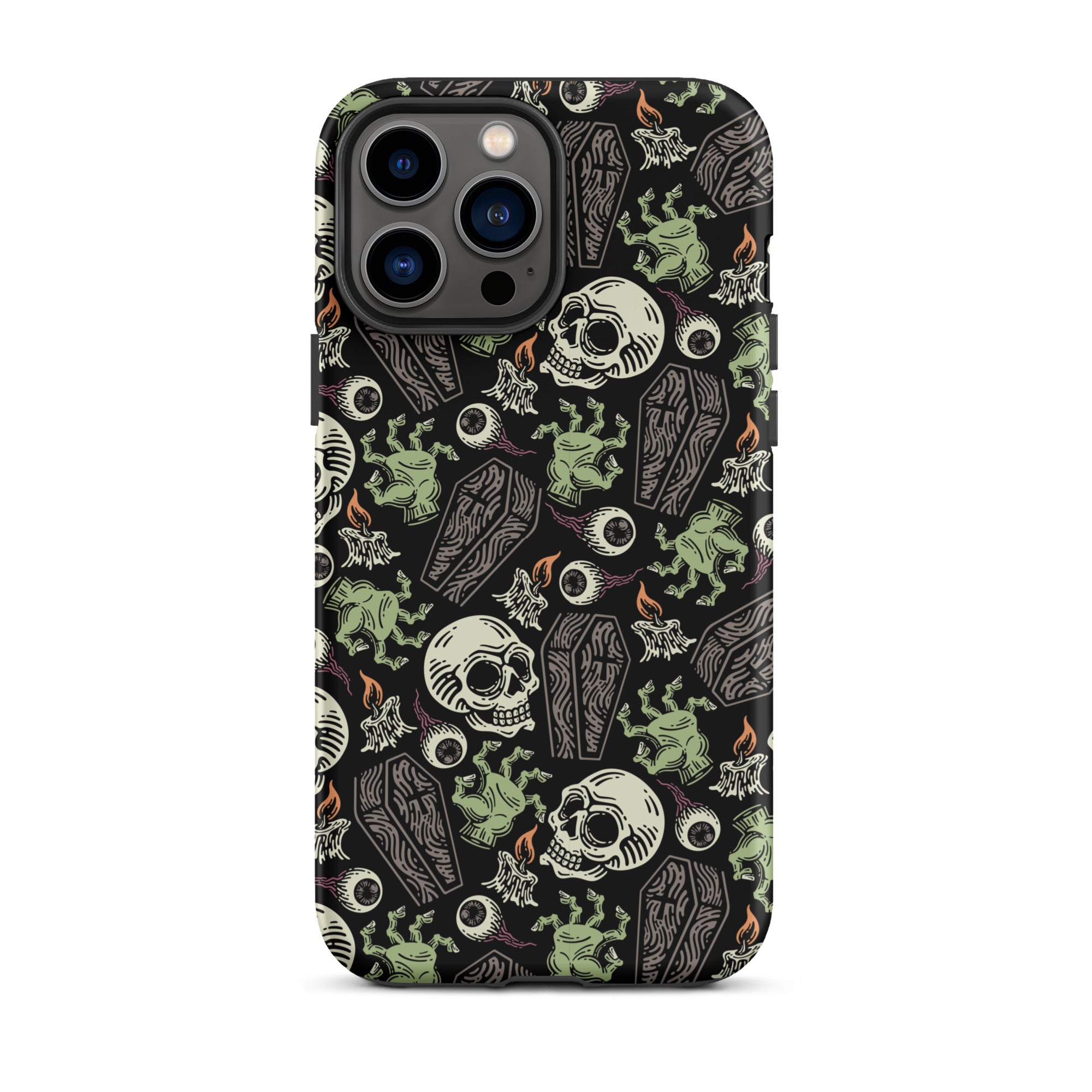 Premium Skeleton Horror iPhone Case - Durable Shockproof Protection for iPhone 12/13/14/15 Pro Max - Gothic Halloween Aesthetic Phone Cover for Parties & Cosplay