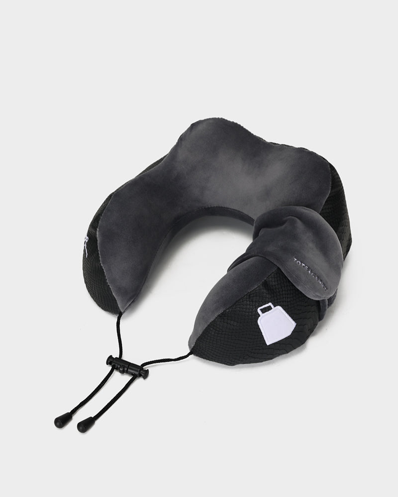 Apollo 1 Travel Neck Pillow & Sleep Mask Set - Black | Memory Foam Support for Airplane, Car & Office Naps | Perfect Gift for Travelers