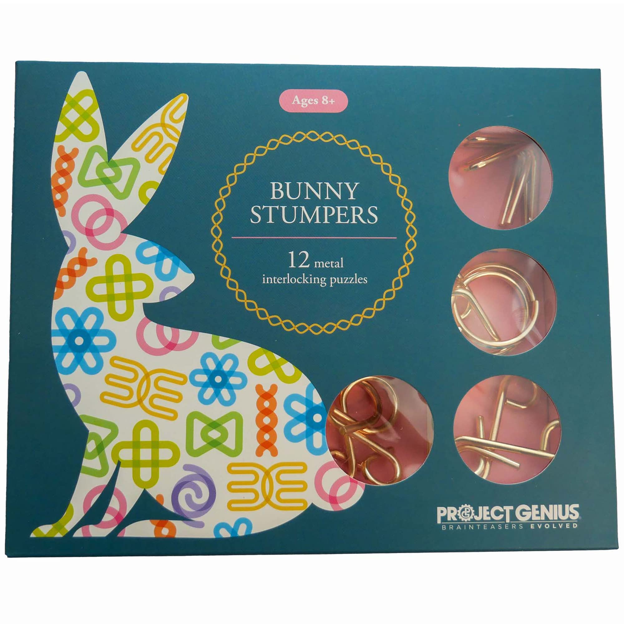 Project Genius Bunny Stumpers Easter Puzzle Pack - 12 Metal Brain Teaser Games for Kids & Adults - Perfect Easter Basket Stuffers & Party Favors - Great for Family Game Nights, Classroom Activities & Travel Entertainment