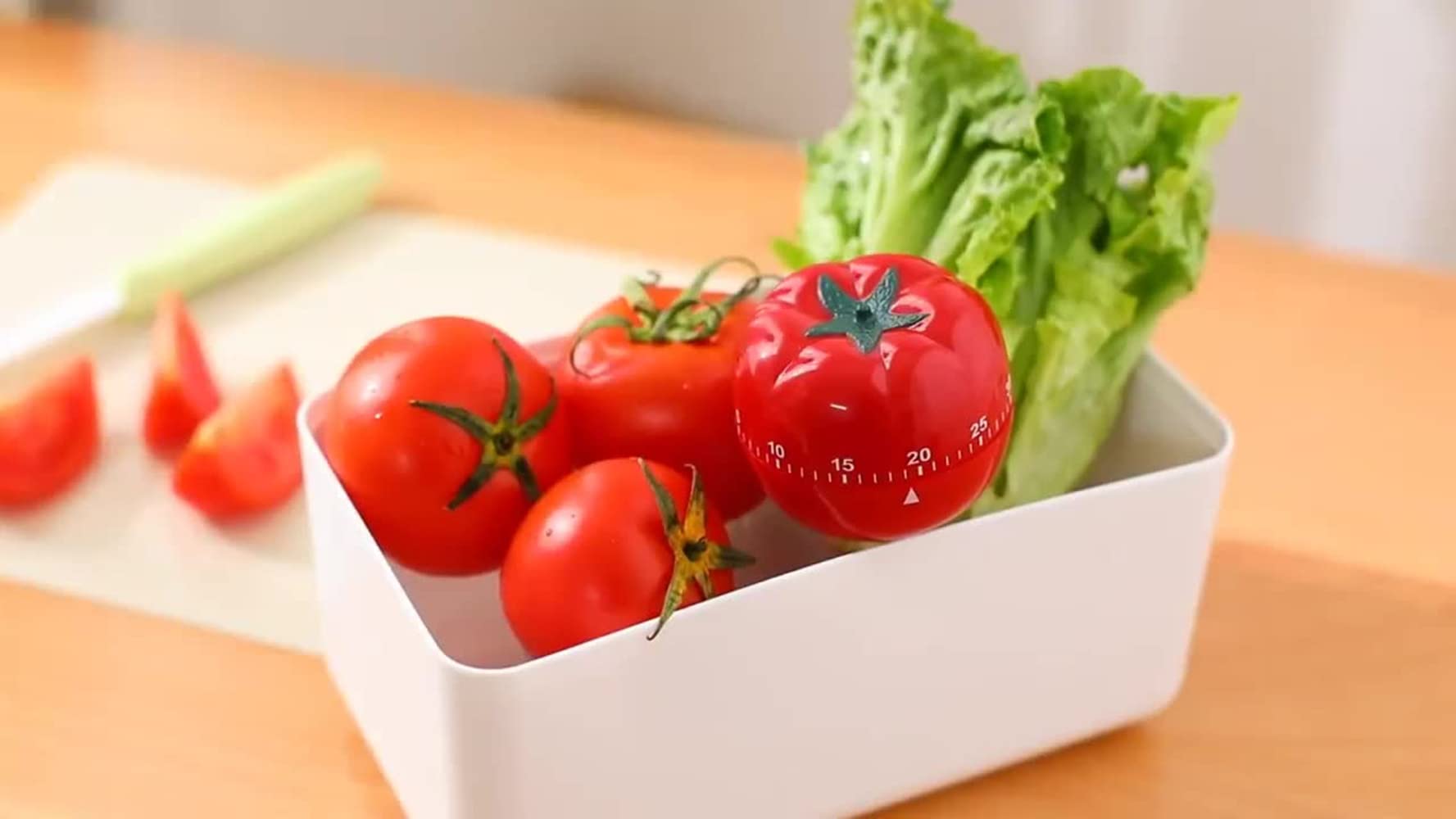 KOWAKA Cute Kitchen Timer - 60 Minute Mechanical Countdown Clock with Hours & Minutes - Kawaii Fruit Design (Tomato) - Perfect for Cooking, Baking, Studying & Kids Activities