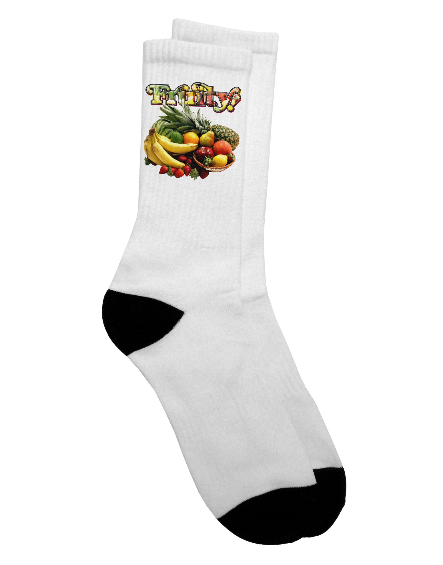 TooLoud Fruity Fruit Basket 2-Pack Adult Crew Socks - Fun Novelty Socks for Men & Women - Perfect for Casual Wear, Gifts, and Costume Outfits