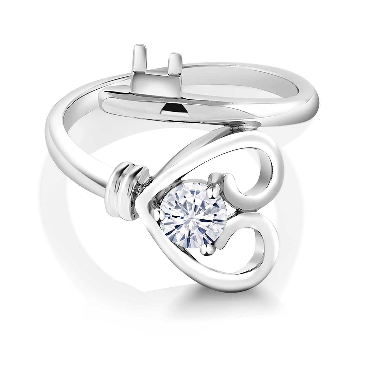 925 Sterling Silver White Moissanite Women's Key Ring - 0.50 Cttw Round 5MM (Sizes 5-9) | Elegant Jewelry Gift for Her | Perfect for Everyday Use, House Keys & Handbag Accessories