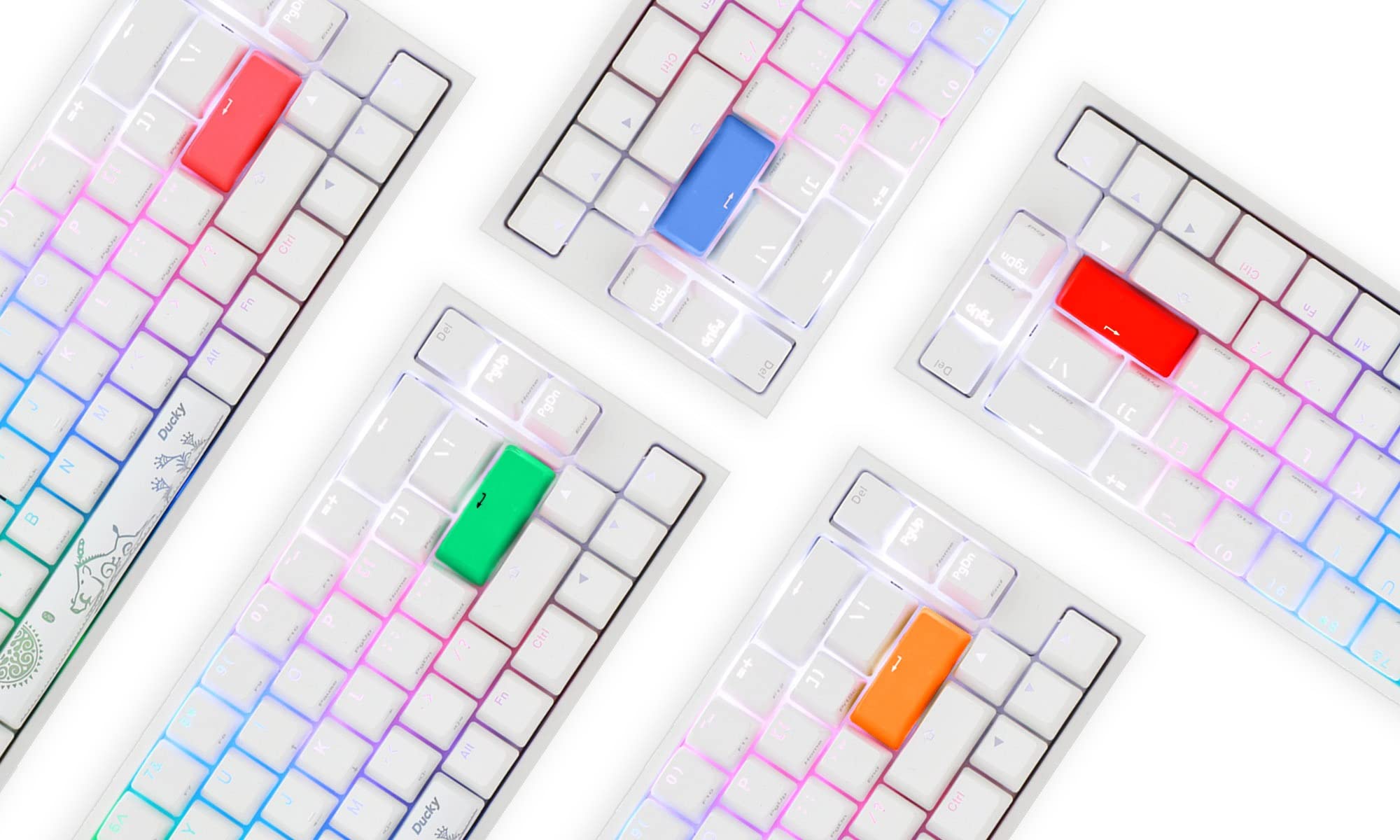 Ducky One 2 SF RGB Pure White 65% Compact Mechanical Keyboard - Cherry MX Silent Red Switches, Double Shot PBT Keycaps, RGB Backlit for Gaming & Typing - Perfect for Esports, Office Work & Programming