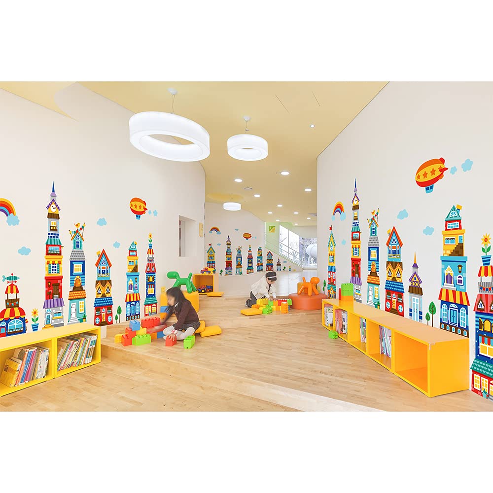Cartoon Kids Room Wall Stickers - 6pcs Large Self-Adhesive Nursery Decor for Playroom, Kindergarten & Baby Rooms | Cute Home Decoration for Children's Bedroom & Living Room - Perfect for DIY Wall Art and Play Area Design
