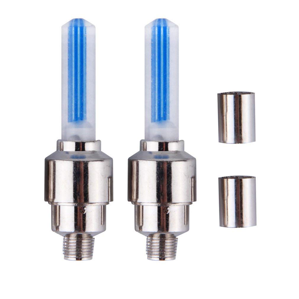 2pcs LED Bike Wheel Lights - Blue Neon Flash Valve Cap Lights for Bicycle, Motorcycle & Car | Waterproof, Easy Install | Perfect for Night Riding, Safety & Decoration